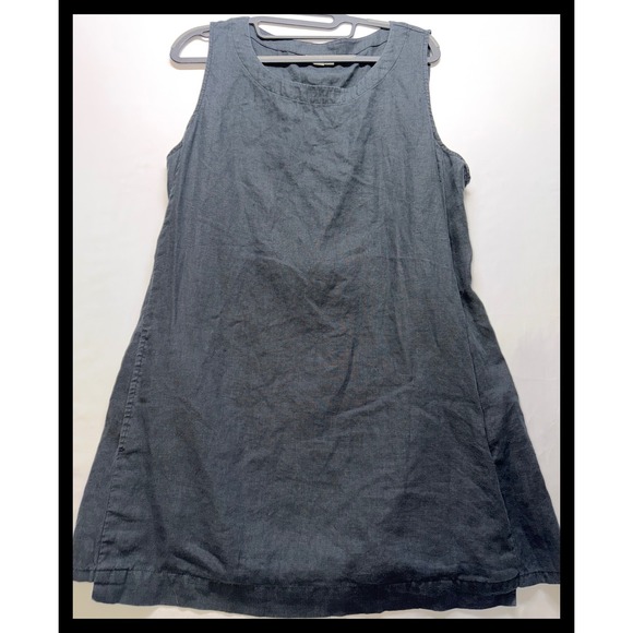 Pure Jill Dresses & Skirts - Pure Jill Linen Dress Womens XL Black Sleeveless Tie Back Lagenlook Shift